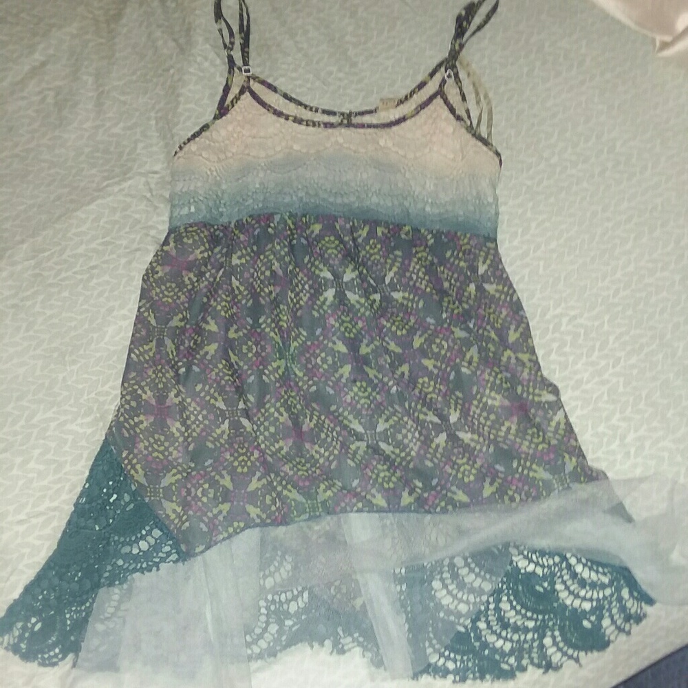 Empire waist crochet tank/tunic with tulle
